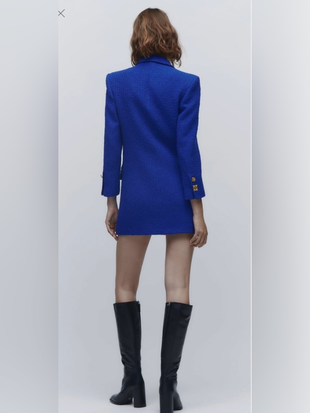 Zara Cobalt Blue Double Breasted Blazer Gold Buttons XL NWOT - Picture 2 of 5